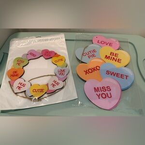 Colorful Conversation Hearts Wall Decor- Set of 2- NIB